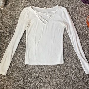 (4/$25)Aeropostale fitted ribbed white long sleeve
